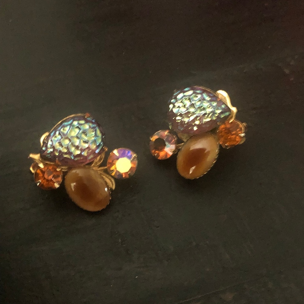 Beaujewel Iridescent Clip-On Earrings